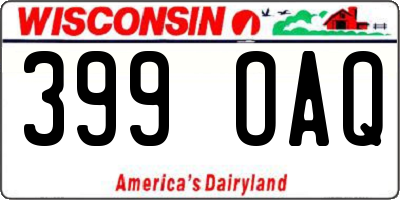 WI license plate 399OAQ