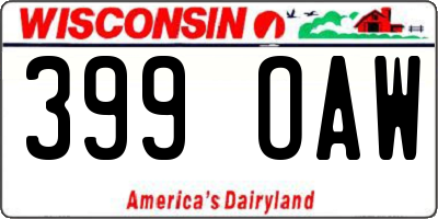 WI license plate 399OAW