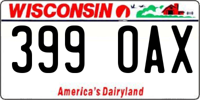 WI license plate 399OAX