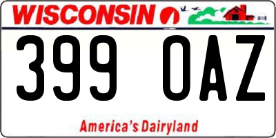 WI license plate 399OAZ