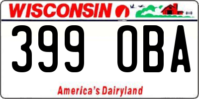 WI license plate 399OBA