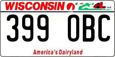 WI license plate 399OBC