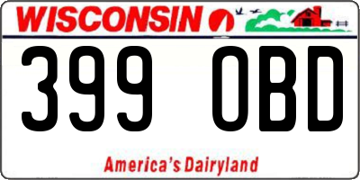WI license plate 399OBD