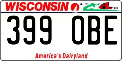 WI license plate 399OBE