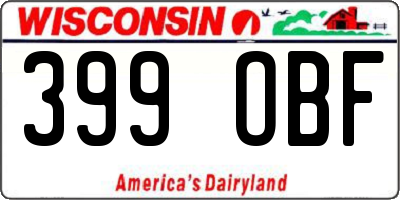WI license plate 399OBF