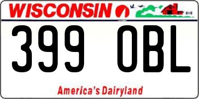 WI license plate 399OBL