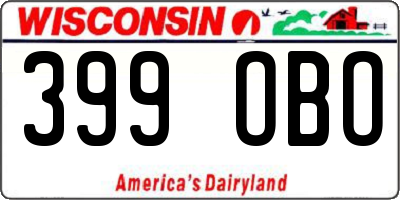 WI license plate 399OBO