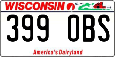 WI license plate 399OBS