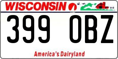 WI license plate 399OBZ