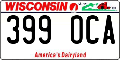 WI license plate 399OCA