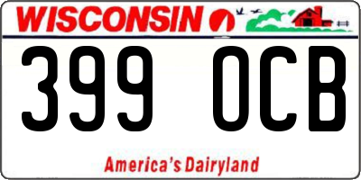 WI license plate 399OCB