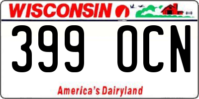 WI license plate 399OCN