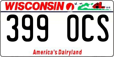 WI license plate 399OCS