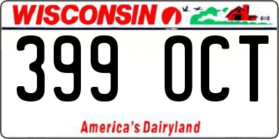 WI license plate 399OCT