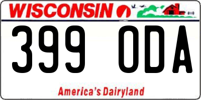 WI license plate 399ODA