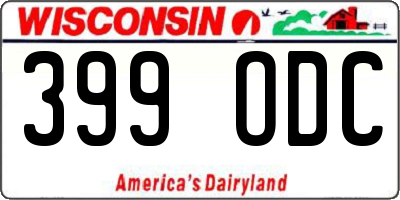 WI license plate 399ODC