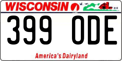 WI license plate 399ODE