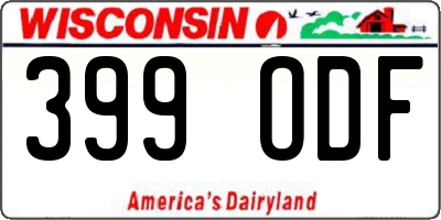 WI license plate 399ODF
