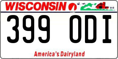 WI license plate 399ODI