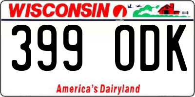 WI license plate 399ODK