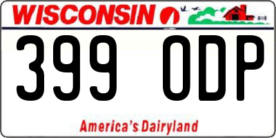 WI license plate 399ODP