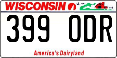 WI license plate 399ODR