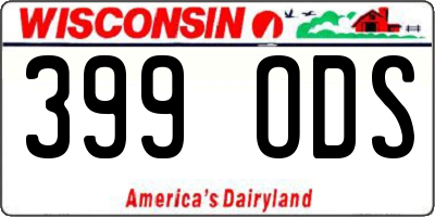 WI license plate 399ODS