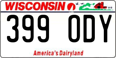 WI license plate 399ODY