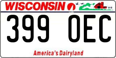 WI license plate 399OEC
