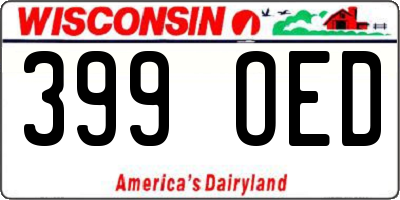 WI license plate 399OED