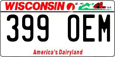 WI license plate 399OEM