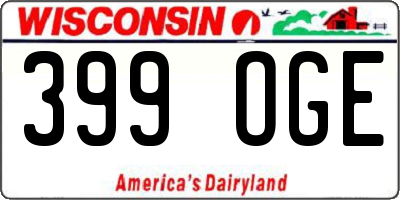 WI license plate 399OGE