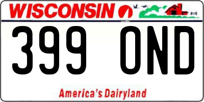 WI license plate 399OND