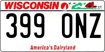 WI license plate 399ONZ