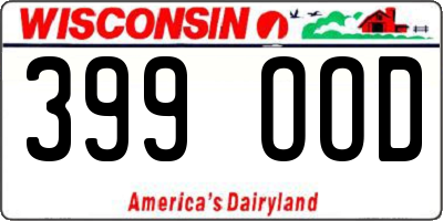 WI license plate 399OOD
