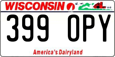 WI license plate 399OPY