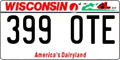 WI license plate 399OTE