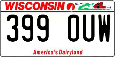 WI license plate 399OUW