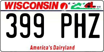 WI license plate 399PHZ
