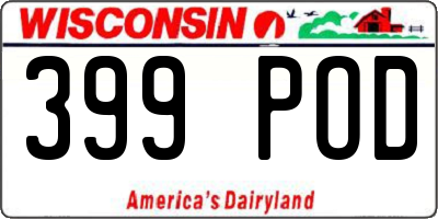 WI license plate 399POD