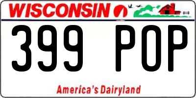WI license plate 399POP