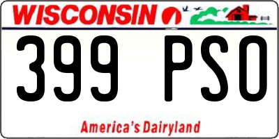 WI license plate 399PSO