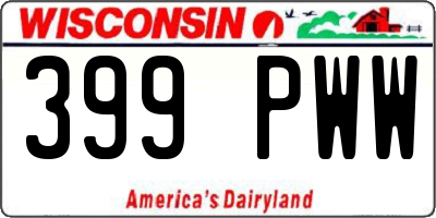 WI license plate 399PWW