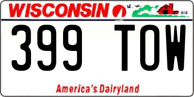 WI license plate 399TOW