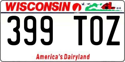 WI license plate 399TOZ