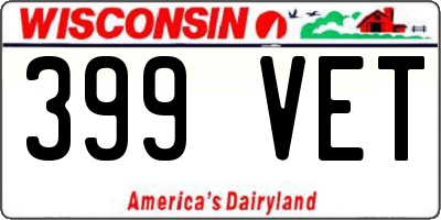 WI license plate 399VET