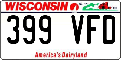WI license plate 399VFD