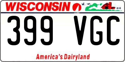 WI license plate 399VGC