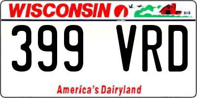 WI license plate 399VRD