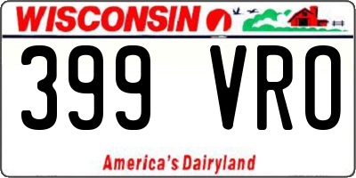 WI license plate 399VRO